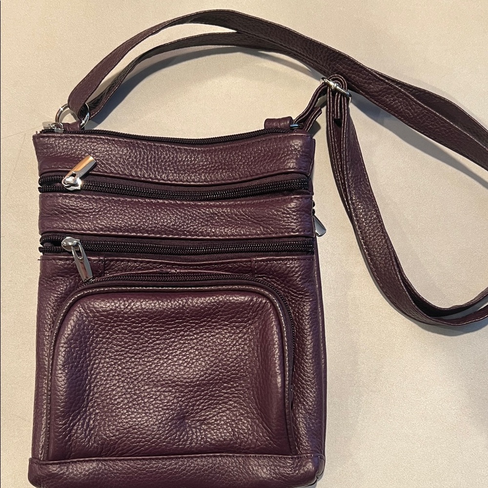 Leather purple crossbody